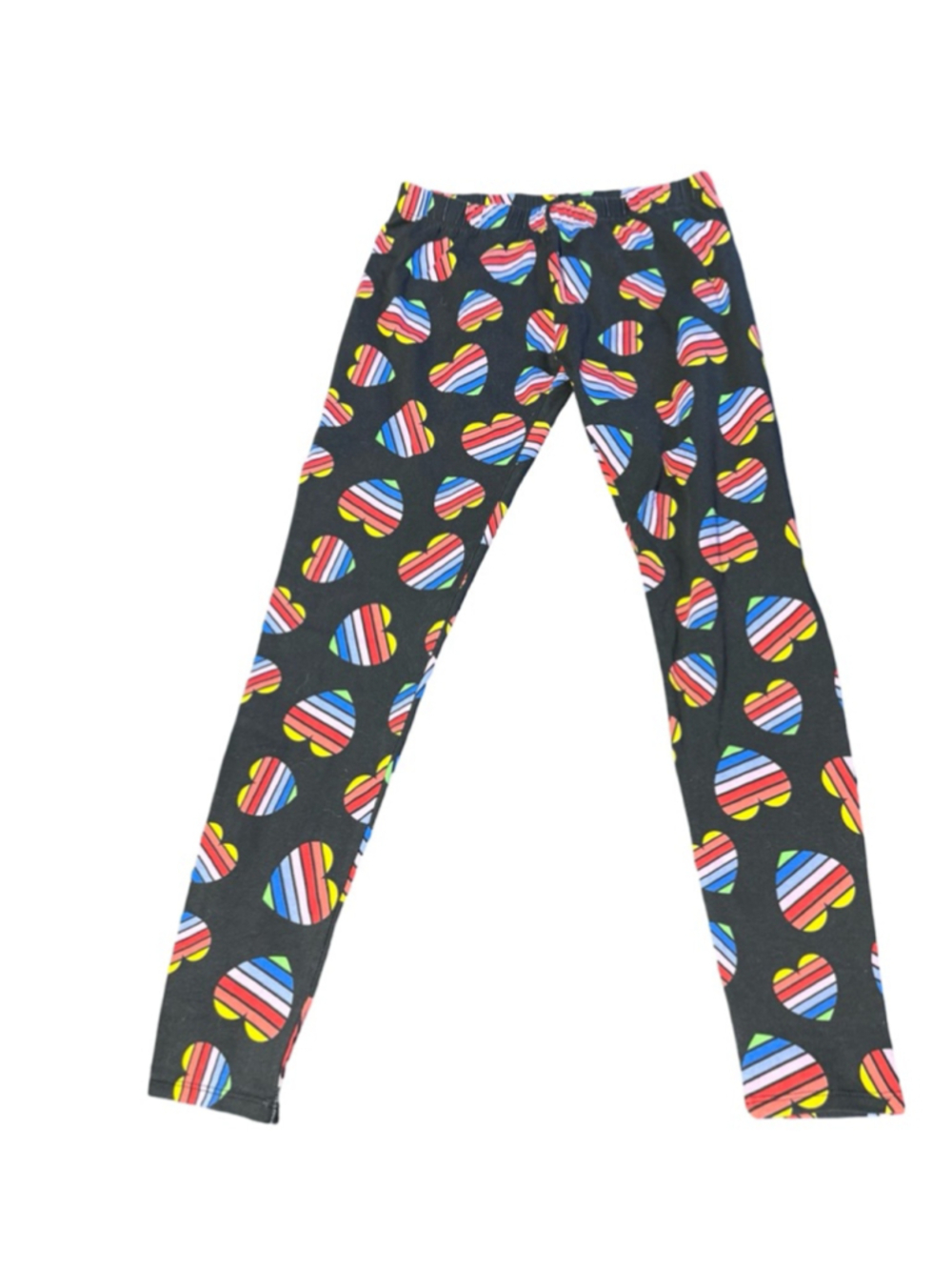 Girls No Boundaries Leggings M Black Multi-color Hearts#934